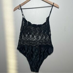 Flora Nikrooz Anthropologie Women Teddie Lingerie One Piece Small USA Made Black
